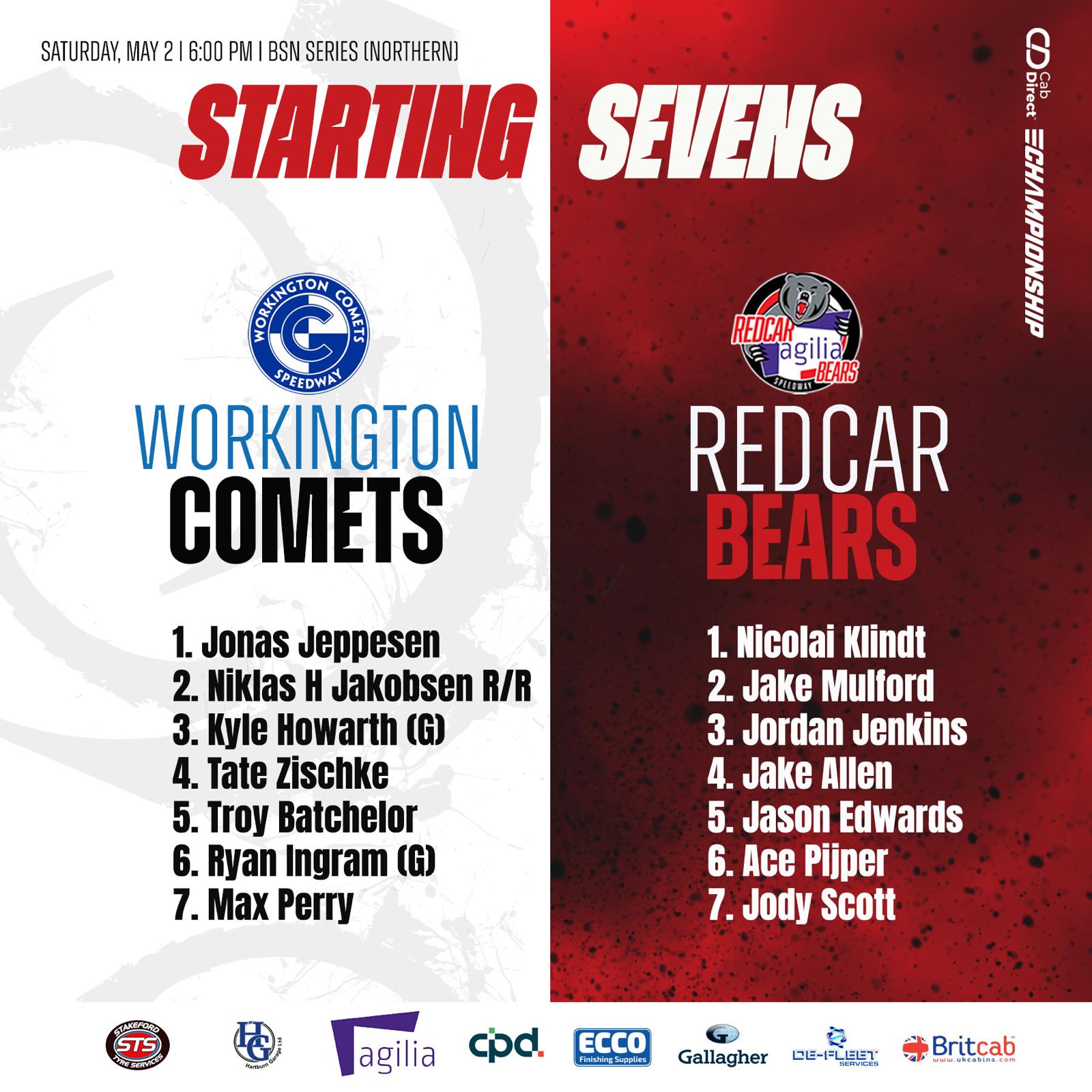 MATCH PREVIEW: WORKINGTON COMETS vs REDCAR AGILIA BEARS BSN SERIES | 2ND LEG | GT TYRES ARENA | SATURDAY MAY 2ND | 6PM