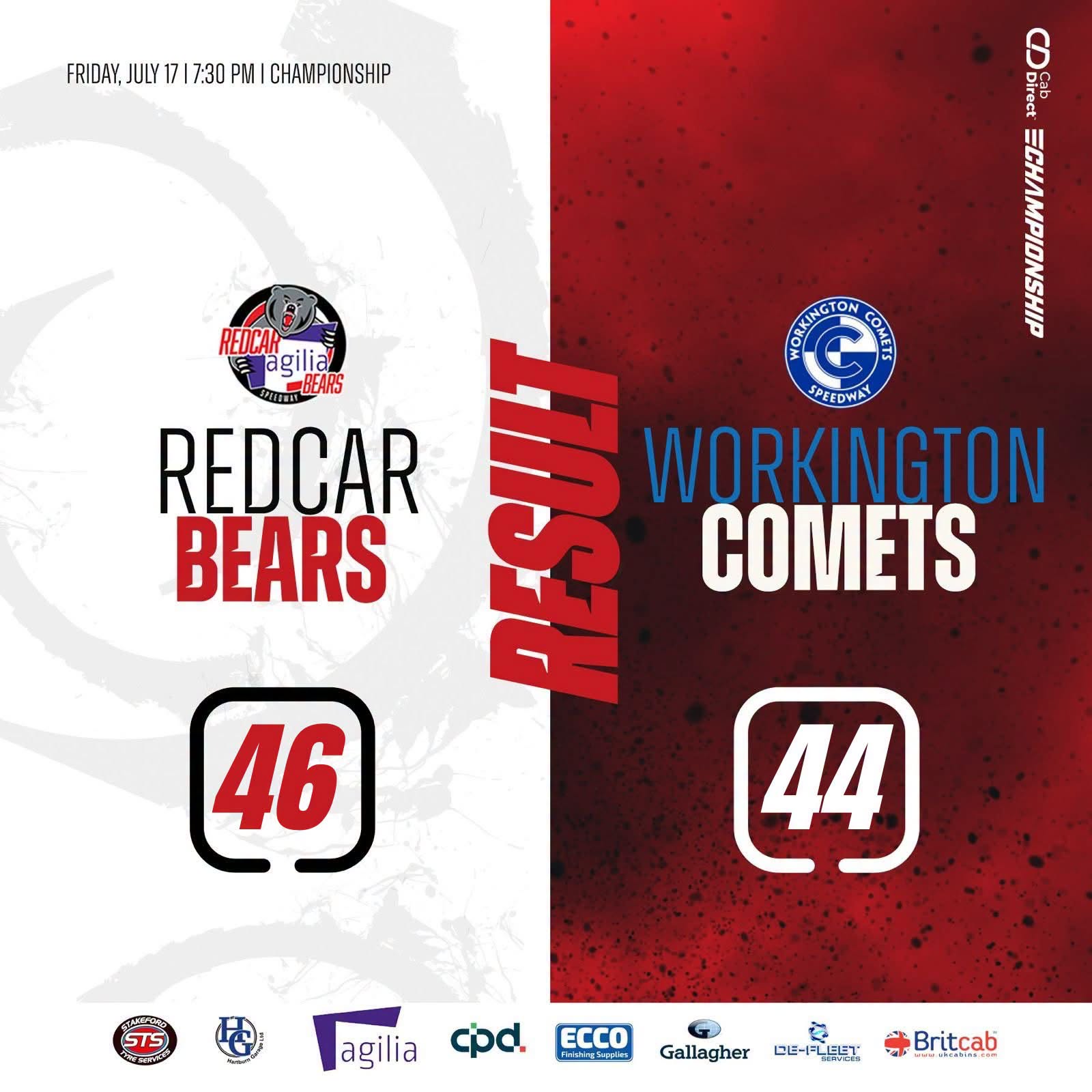 Stunning speedway as Bears best Comets